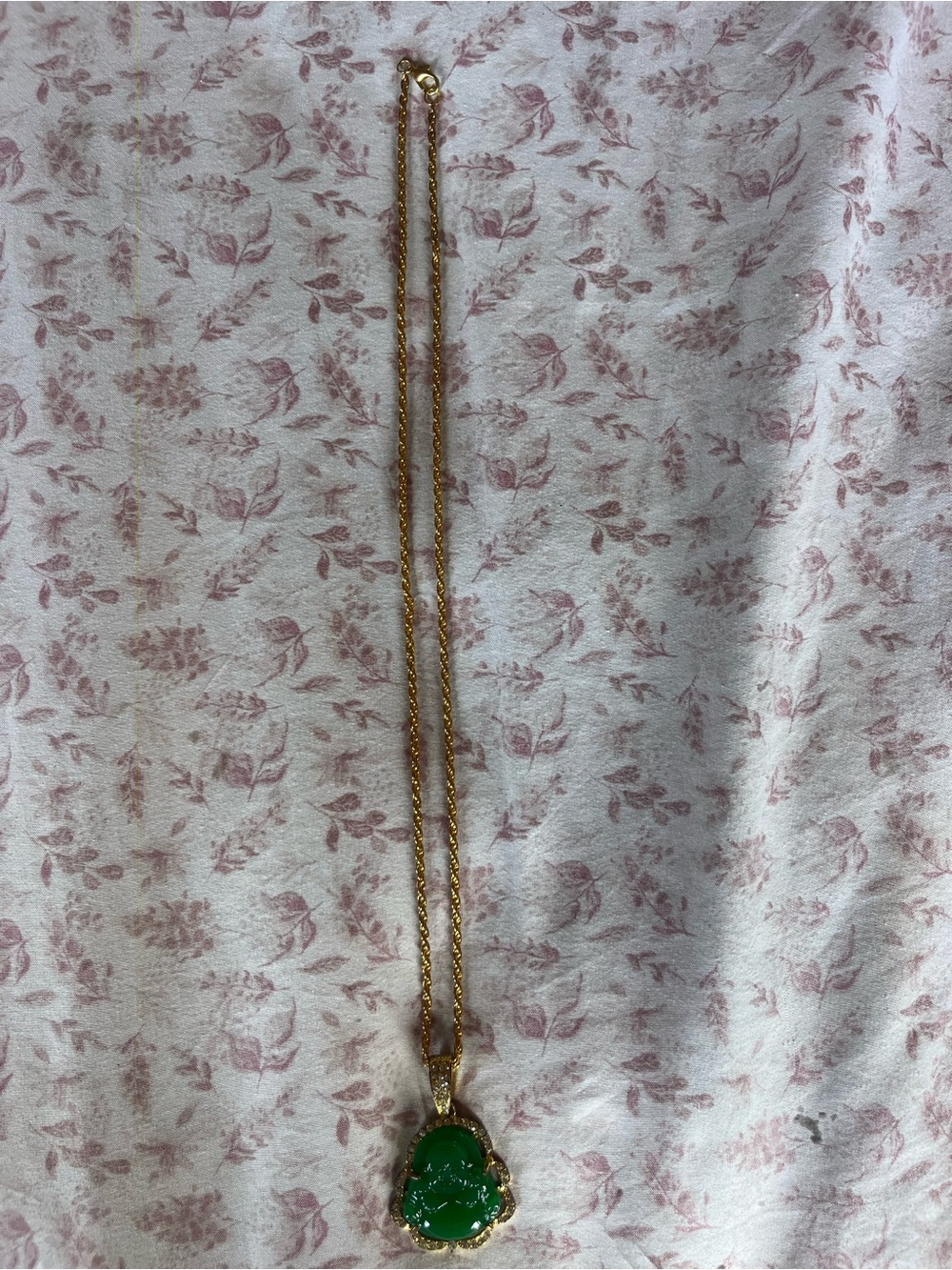 Gold Chain Necklace with Green Pendant
